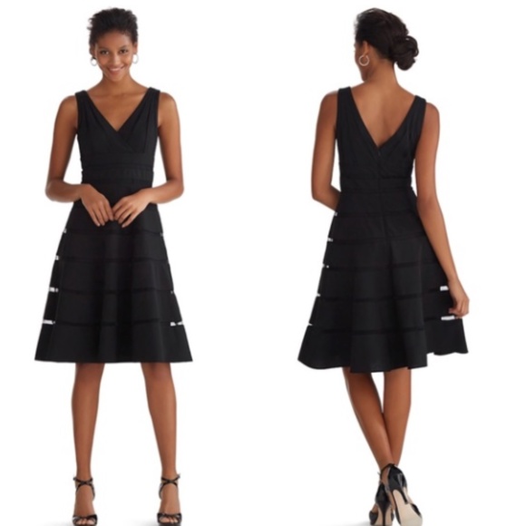 White House Black Market Dresses & Skirts - WHBM Black Shadow Stripe Fit-Flare Dress Sleeveles